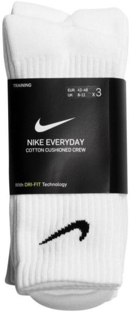 Носки NIKE Nike Everyday Lightweight Crew, 3 пары, размер 38/42 EU, белый, бежевый