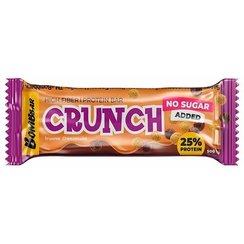 Bombbar, CRUNCH Protein Bar, набор 3шт по 50г (Брауни чизкейк) bombbar crunch protein bar упаковка 20х50г брауни чизкейк