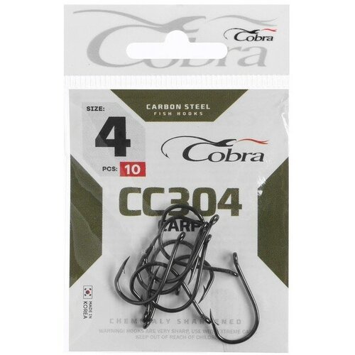 cobra крючки cobra carp серия cc304 06 10 шт COBRA Крючки Cobra CARP, серия CC304, № 04, 10 шт.