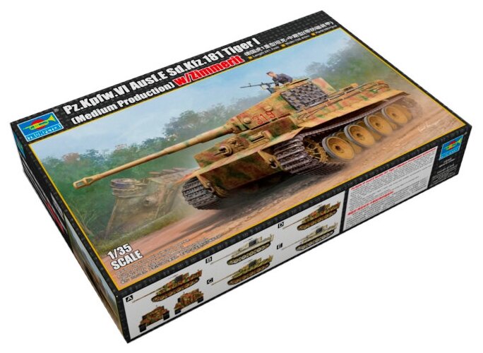 09539 Trumpeter Танк Pz.Kpfw.VI Ausf.E Sd.Kfz.181 Tiger I (средних выпусков) с циммеритом (1:35)