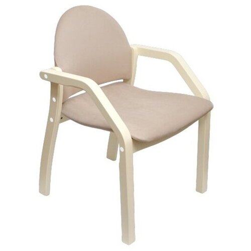 Стул кресло для кухни Джуно 2.0 мягкое, массив дерева (слоновая кость/бежевый Velutto 07) Мебиатор