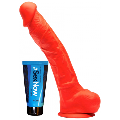 Фаллоимитатор реалистичный красный Stretch №5 30 см + интимная смазка для секса SexNow Classic 50 мл