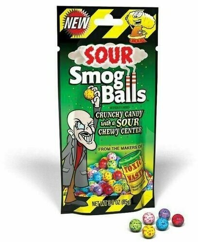 Toxic Waste Sour Smog Balls Драже суперкислые, 85 г1558 - фотография № 3