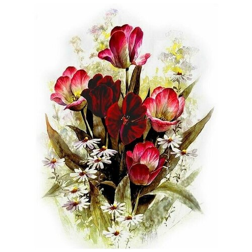 Рисунок на ткани Каролинка Тюльпаны, 19x25 см рисунок на ткани каролинка святая валентина 19x25 см
