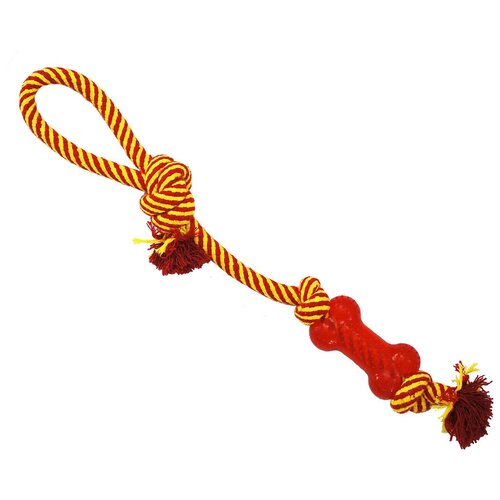 №1 ГР 867 Игрушка для собак Грейфер веревка плетеная с косточкой и ручкой 46см
