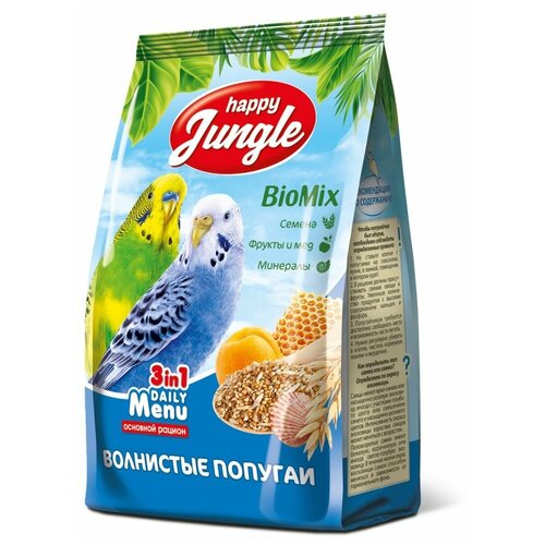 Happy Jungle Корм Daily Menu для волнистых попугаев, 500 г happy jungle корм daily menu для экзотических птиц 500 г
