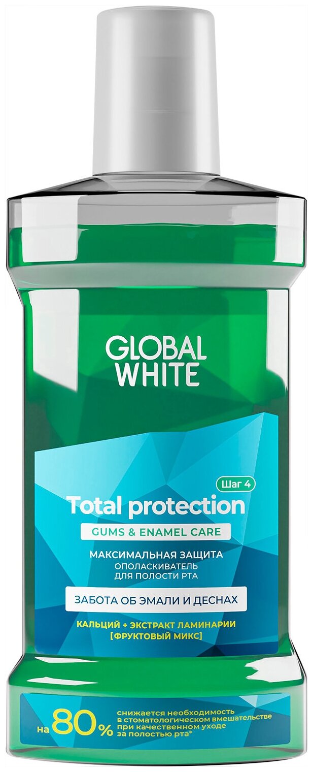 Ополаскиватель для рта Global white Total Protect, кальций