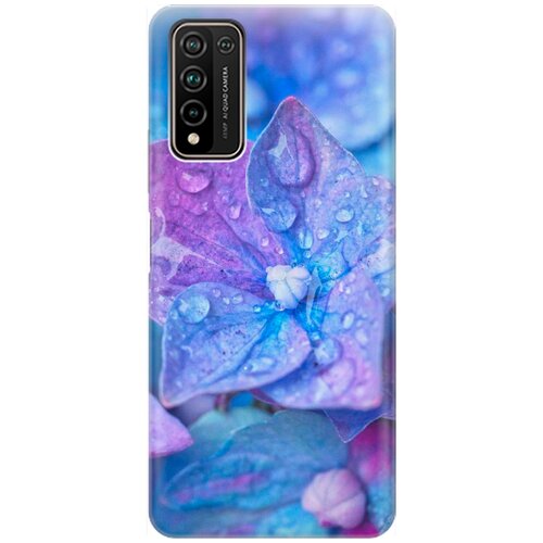фото Ультратонкий силиконовый чехол-накладка для honor 10x lite с принтом "голубой цветочек" gosso