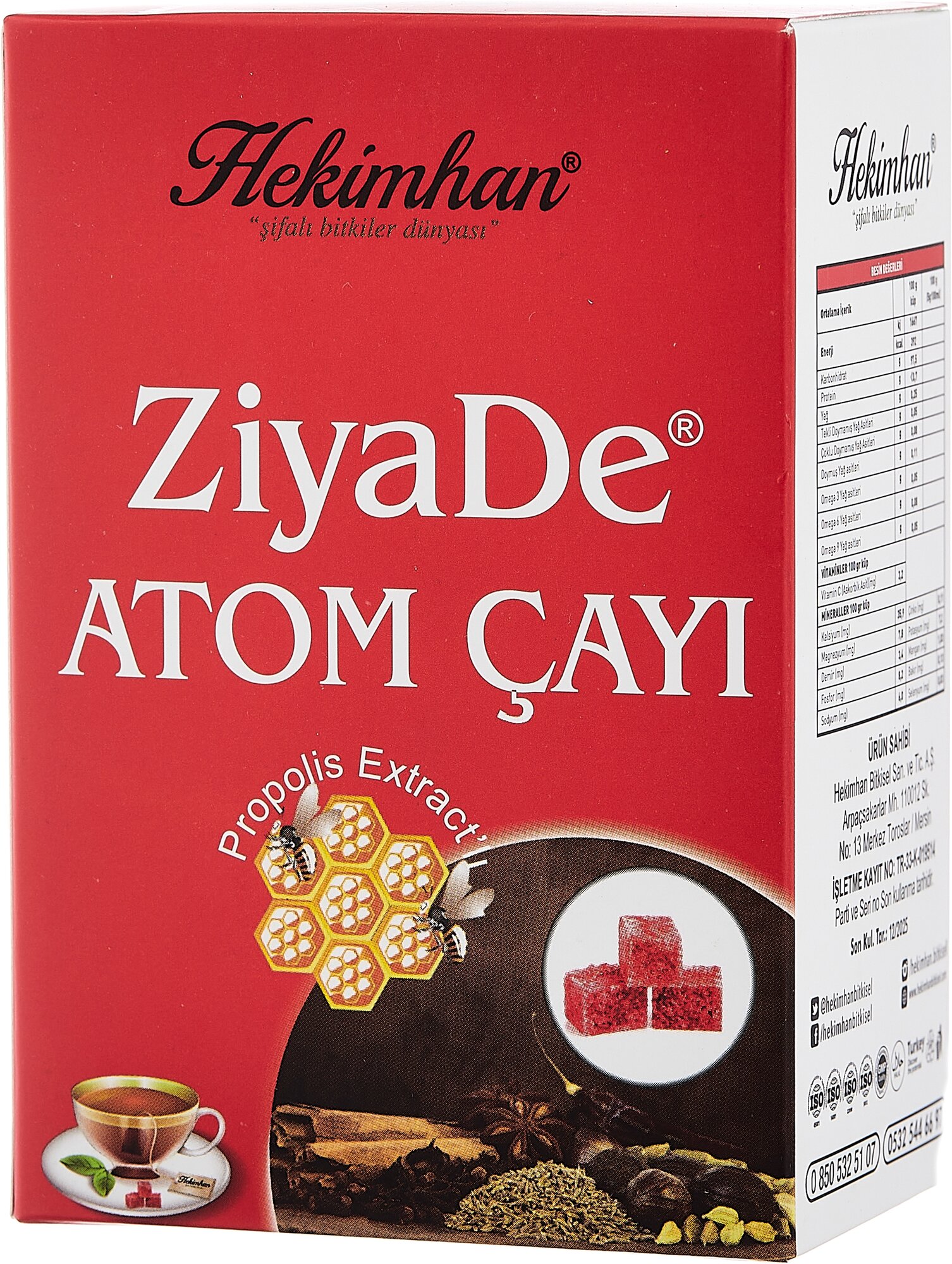 Hekimhan Чай ZiyaDe Atom Cayi Propolis Extract 170гр Турция Атом чай с прополисом и специями