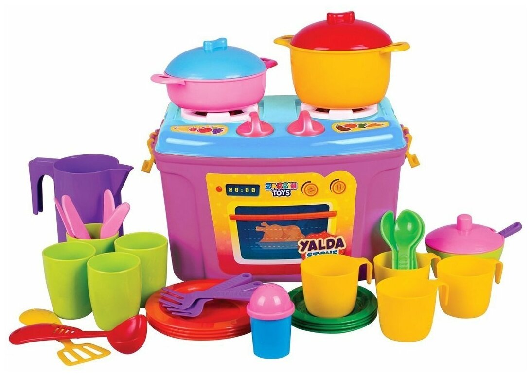 Кухня детская Zarrin Toys 35 предметов, розовый, в коробке (M5-2)
