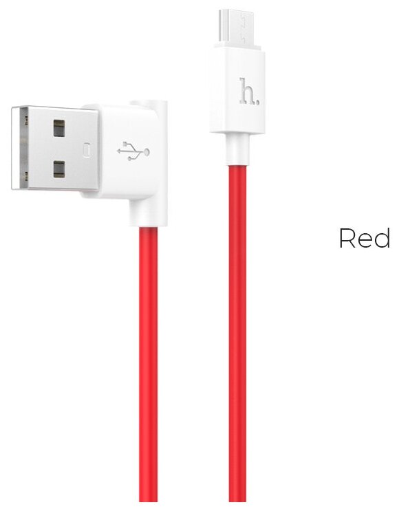 Кабель USB HOCO UPM10 Shape, USB - MicroUSB, 2.1А, 1.2 м, красный, L-образный