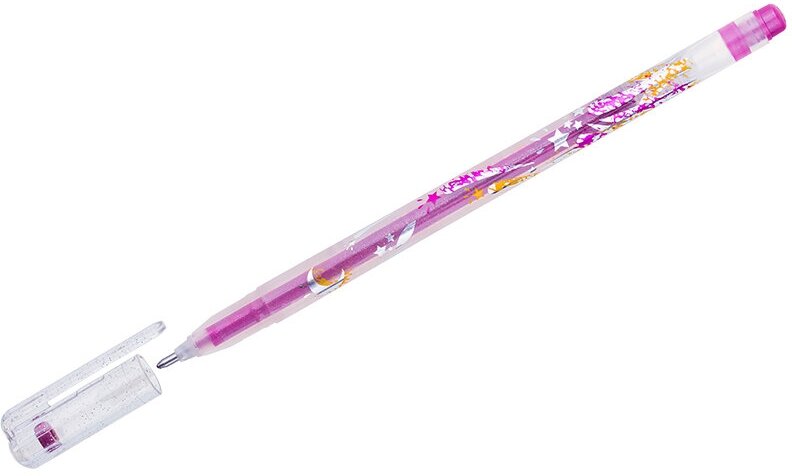 Ручка гелевая Crown "Glitter Metal Jell" розовая с блестками, 1,0мм, 4 штуки