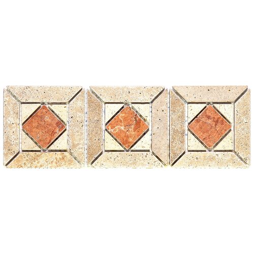 Бордюр (плинтус) из травертина Natural Mosaic DS-200-3 бежевый молдинг матовый