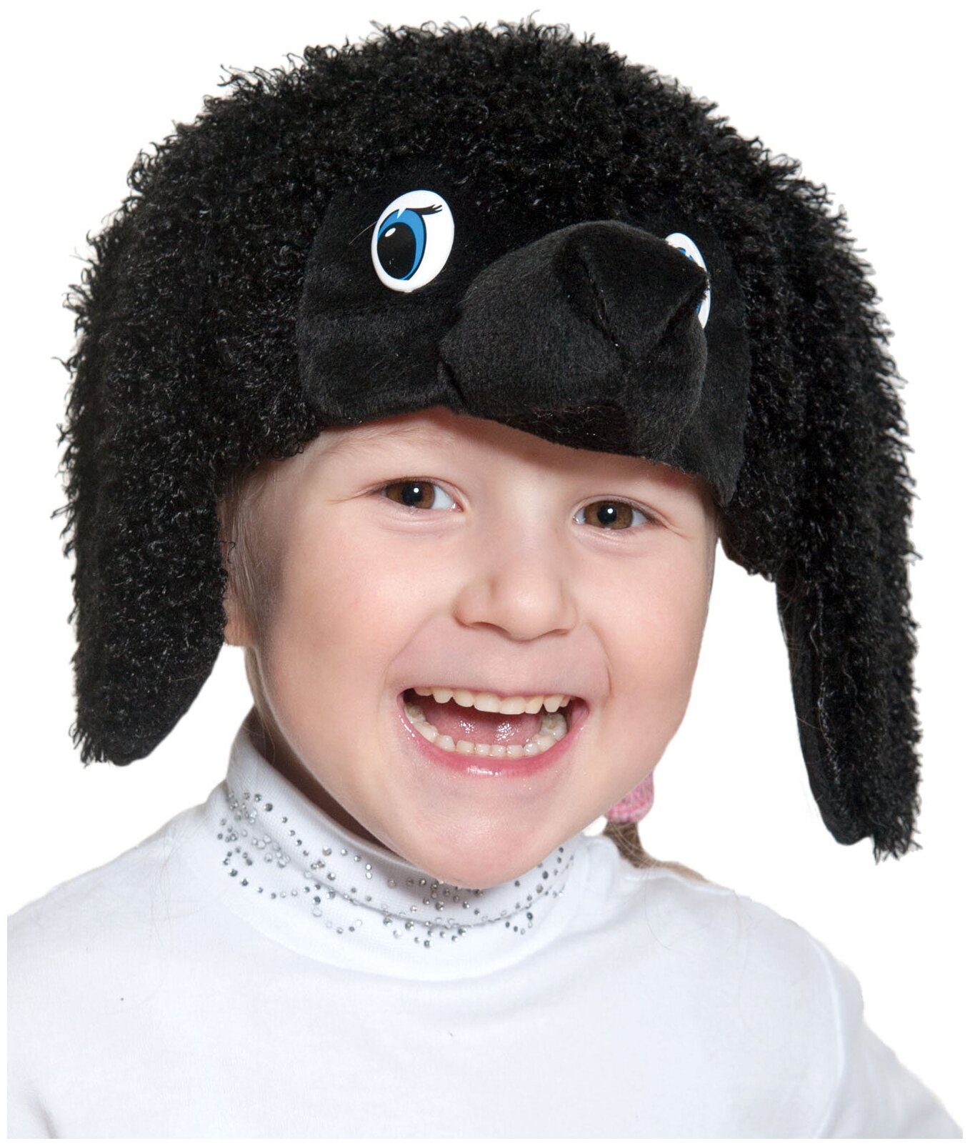 Карнавальная маска - шапочка детская "Пудель", чёрный.