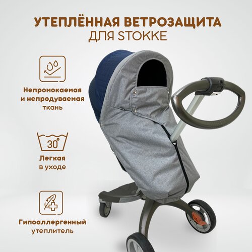 Ветрозащита утепленная от снега и дождя для колясок: Stokke Xplory V3-V6, X, Trailz, Crusi, Scoot, Beat, также для DSLand, Doux Bebe wheels for stokke xplory v3 v4 v5 b beko compatible back wheel dsland original accessory light weight low temperature resistant