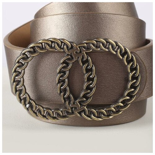 фото Ремень женский, ширина 3,3 см, гладкий, пряжка металл, цвет бронзовый mikimarket