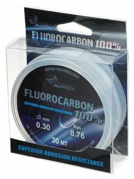 Флюорокарбон Allvega FX FLUOROCARBON 100% 0.30мм 30м, 8,76кг, прозрачная