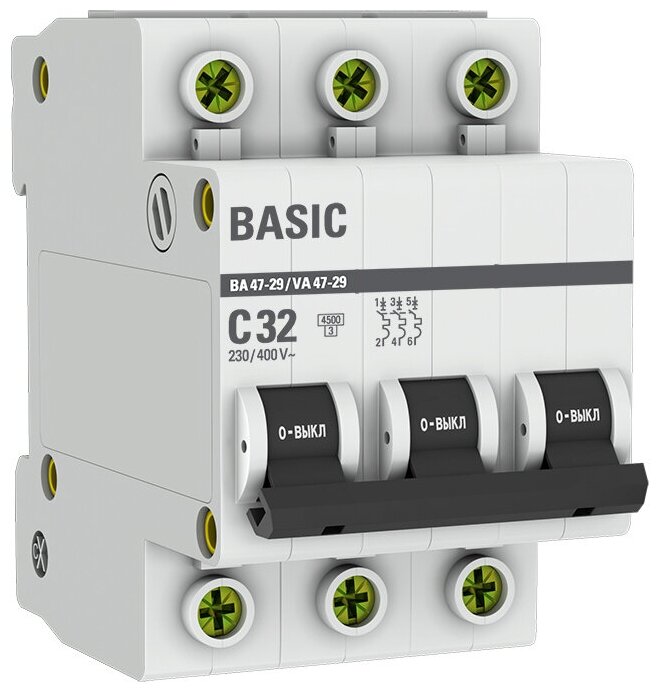 Автоматический выключатель EKF 3P 32А (C) 4,5kA ВА 47-29 EKF Basic 2 штуки - фотография № 3