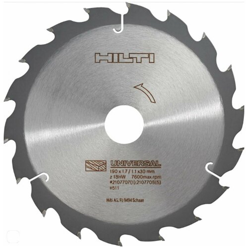 Диск SCB WU (190x30 мм; Z18) для циркулярной пилы Hilti 2107707