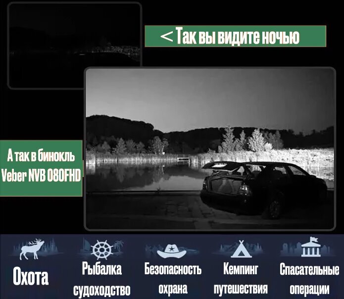Цифровой бинокль ночного видения ПНВ для охоты и наблюдений с записью Veber NVB 080FHD