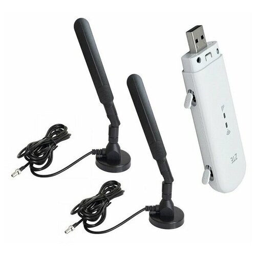 Wi-Fi USB модем ZTE MF79U с двумя комнатными антеннами (MiMo) усилением до 8dBi, кабель 2*3м wi fi usb модем olax u90h e с комнатной антенной усилением до 8dbi кабель 3м