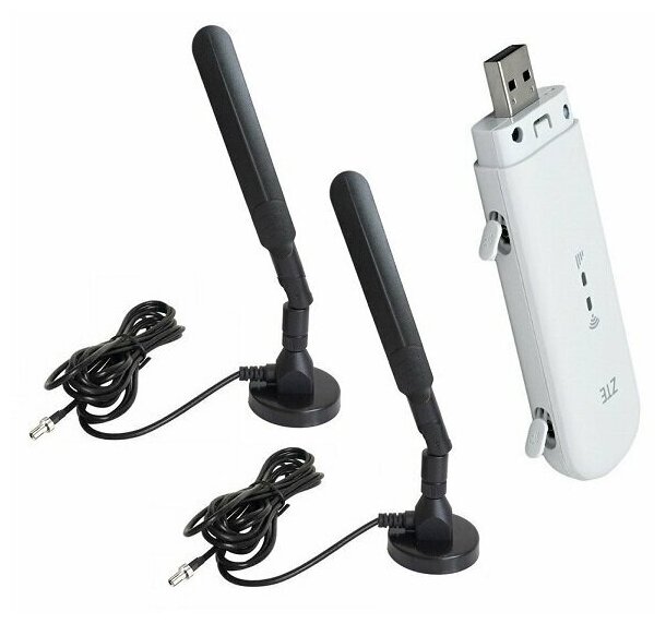 Wi-Fi USB модем ZTE MF79U с двумя комнатными антеннами (MiMo) усилением до 8dBi кабель 2*3м