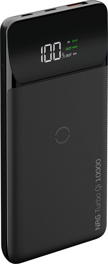 Внешний аккумулятор (Power Bank) DEPPA NRG Turbo Qi LCD, 10000мAч, черный [33559] - фото №1