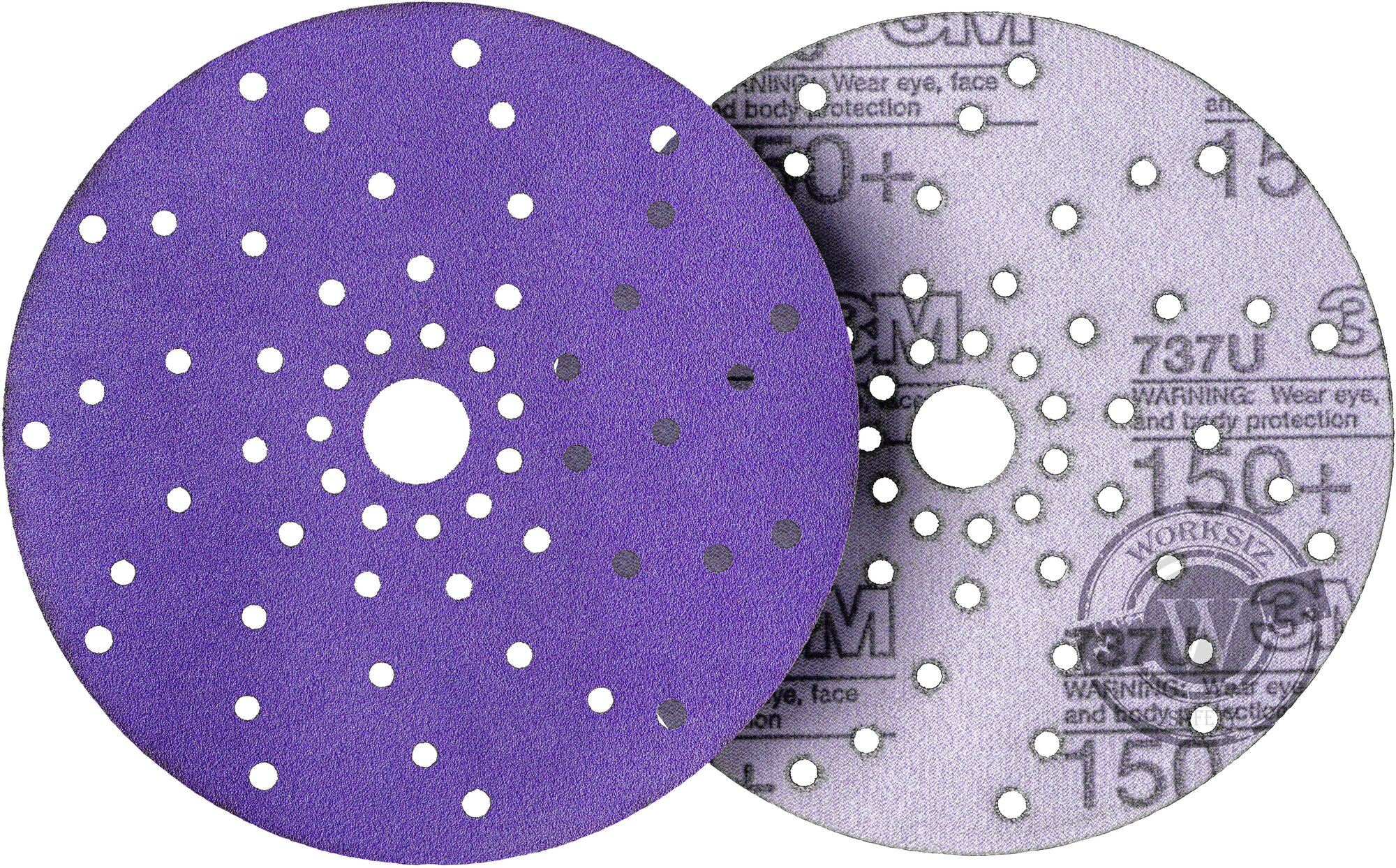 Абразивный шлифовальный круг ( наждачка ) 3M™ Hookit™ Purple+ Cubitron™ II P150+, 150 мм с мультипылеотводом | 51421 серии 737U, 1 шт.