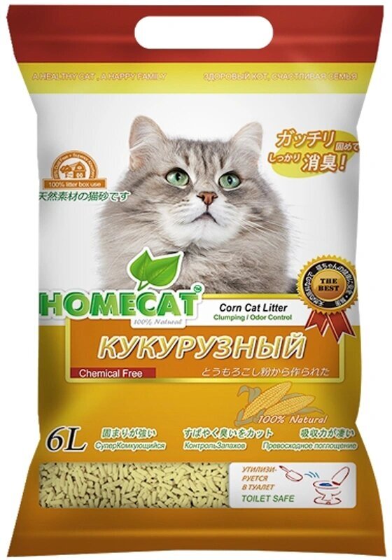 Наполнитель 6л HOMECAT Эколайн Кукурузный комкующийся