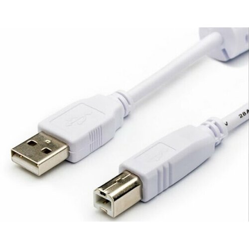 Аксессуар ATcom USB 2.0 AM/BM 1 Ferrite 80cm White AT6152 кабель usb am bm 0 8m at6152 atcom