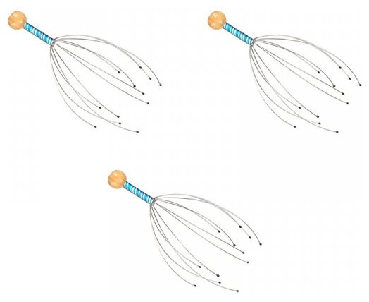 Массажер "Мурашка" для кожи головы механический капиллярный, инструмент снятия усталости и стресса, пальчики шиатсу чесалка антистресс (Набор 3 шт.)