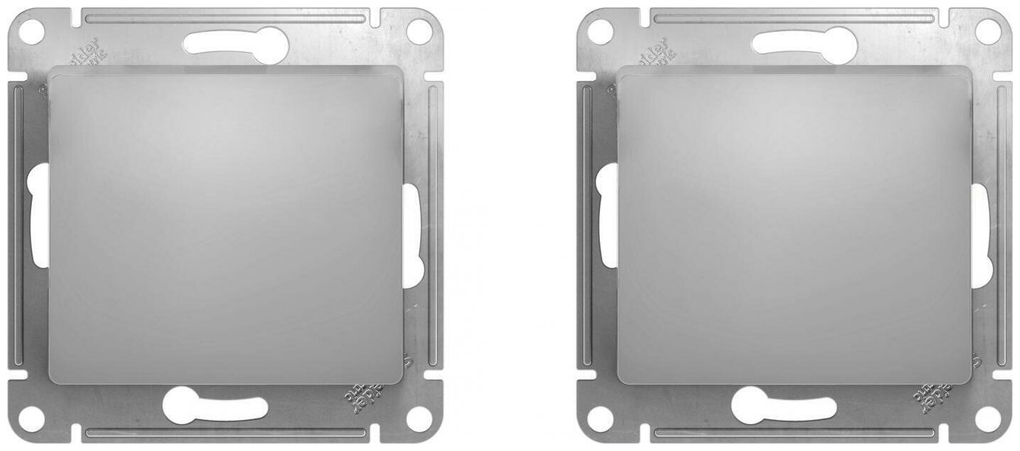 Механизм выключателя/переключателя проходного Schneider Electric Glossa одноклавишный алюминий (комплект из 2 шт)