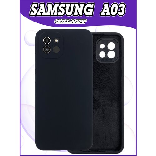 Чехол накладка Samsung A03 / Самсунг А03 / Samsung SM-A035F противоударный из качественного силикона с покрытием Soft Touch / Софт Тач черный телефон samsung galaxy a03 3 32gb blue sm a035