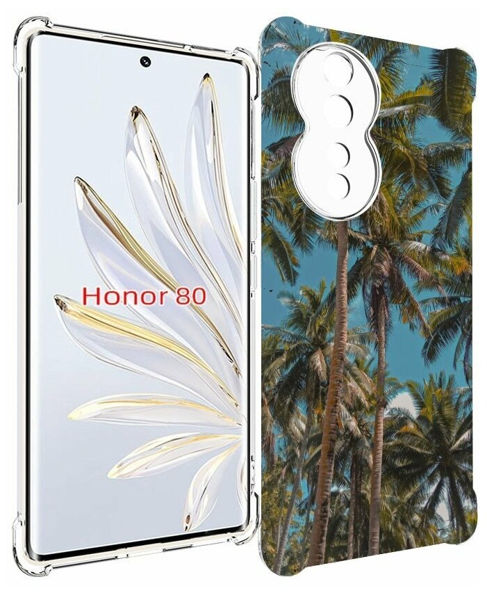 Чехол MyPads летние пальмы для Honor 80 задняя-панель-накладка-бампер