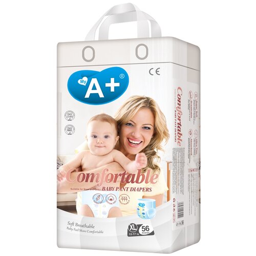 Детские подгузники-трусики «A+», размер XL (56шт/уп)