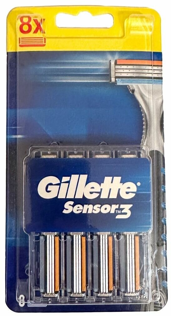 GILLETTE Сменные Кассеты Sensor3 Мужской Бритвы, 8 шт