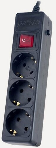 Изображение товара Сетевой фильтр Perfeo "POWER+", 3,0м, 3 розетки, черный (PF-PP-3/3,0-B)