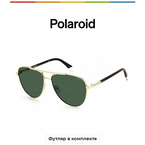 Солнцезащитные очки Polaroid, золотой, зеленый polaroid pld 6171 s j5g uc