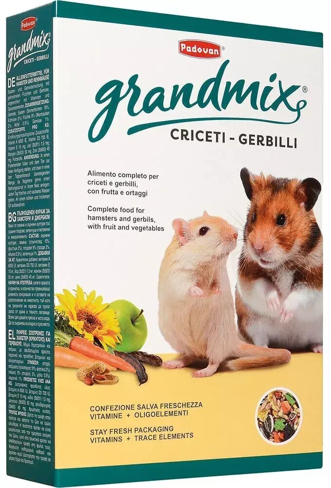 Основной корм для хомяков и песчанок Padovan Grandmix Criceti-Gerbilli 400 г.