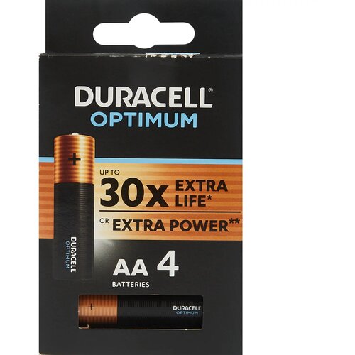 Батарейка Duracell Optimum AA (R6, LR6, FR6, HR6, ZR6), 4шт. батарейка duracell aa 10 уп в упаковке 2 шт