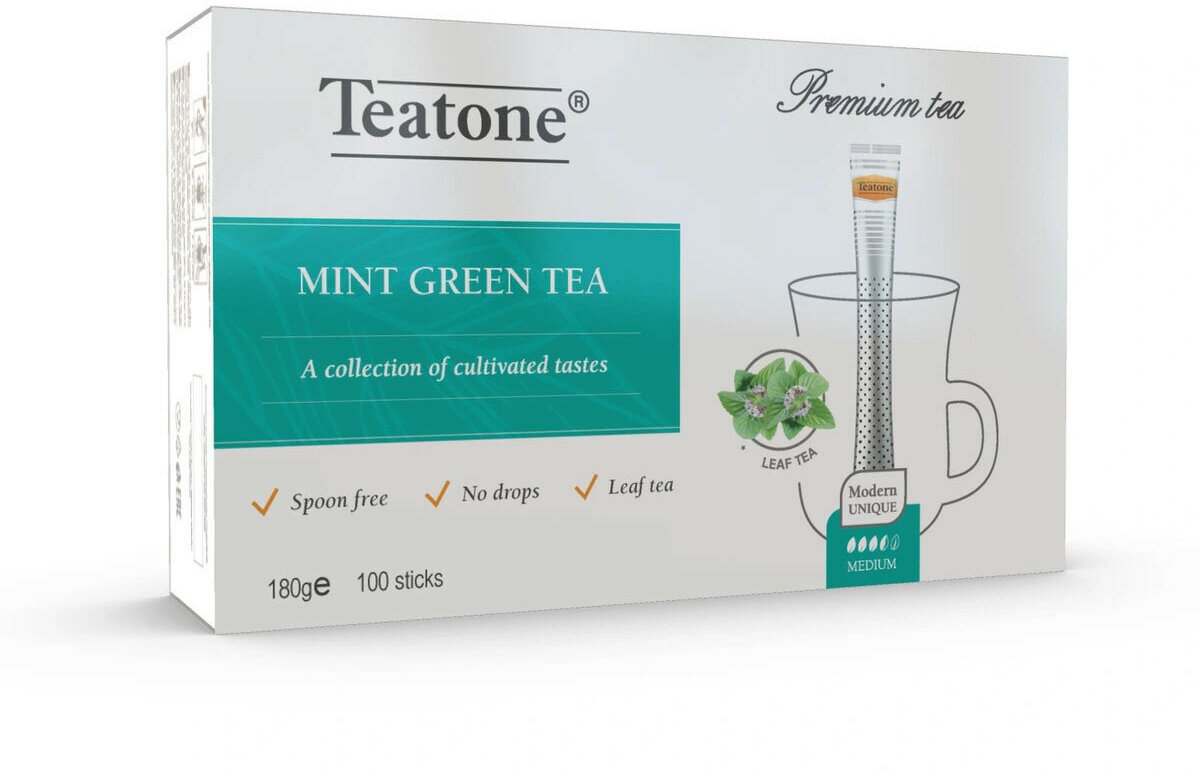 Чай зелёный с мятой, TEATONE, в стиках, (100шт*1,8г)
