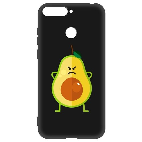 фото Чехол-накладка krutoff soft case авокадо сердитый для huawei y6 prime (2018)/ honor 7a pro/ 7c черный krutoff group