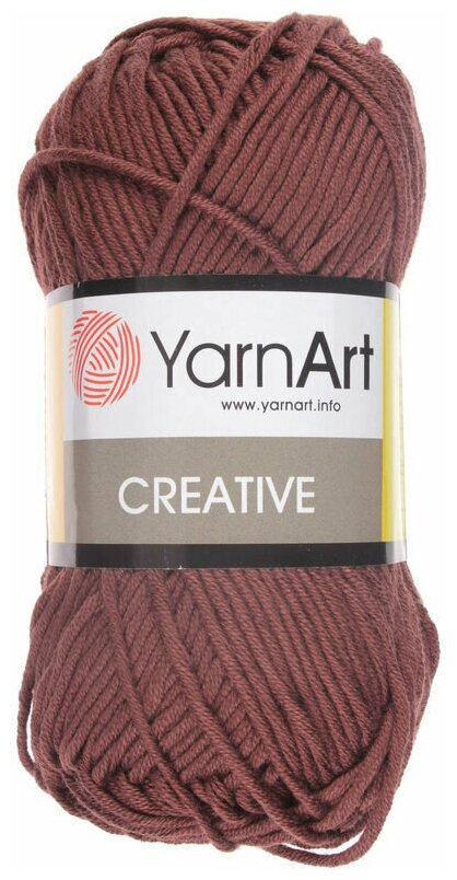 Пряжа YarnArt Creative 50г, 85м (ЯрнАрт Креатив) Нитки для вязания, 100% хлопок, цвет 232 шоколад, 2шт