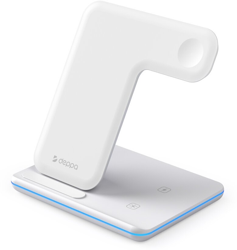 Зарядная станция 3 в 1 Charging Stand Neo: iPhone, Apple Watch, Airpods, 20 Вт, белая, крафт, Deppa 24017-OZ