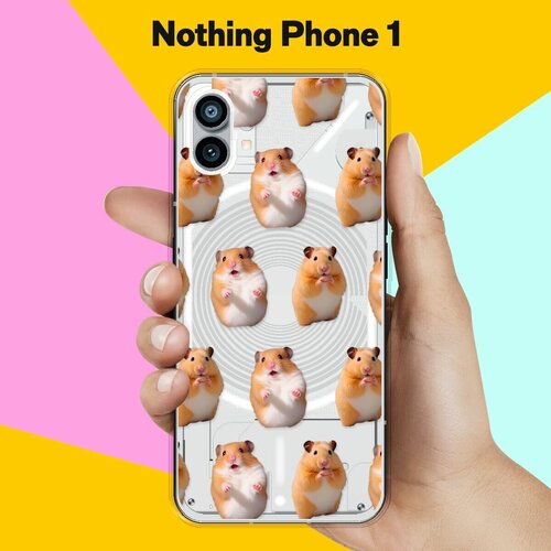 чехол для карт авокадо розовый фон с отверстием Силиконовый чехол на Nothing Phone 1 Хомяки / для Носинг Фон 1