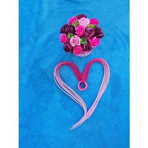 Резинки для волос с косичками, d резинки 6см, набор 2 штуки