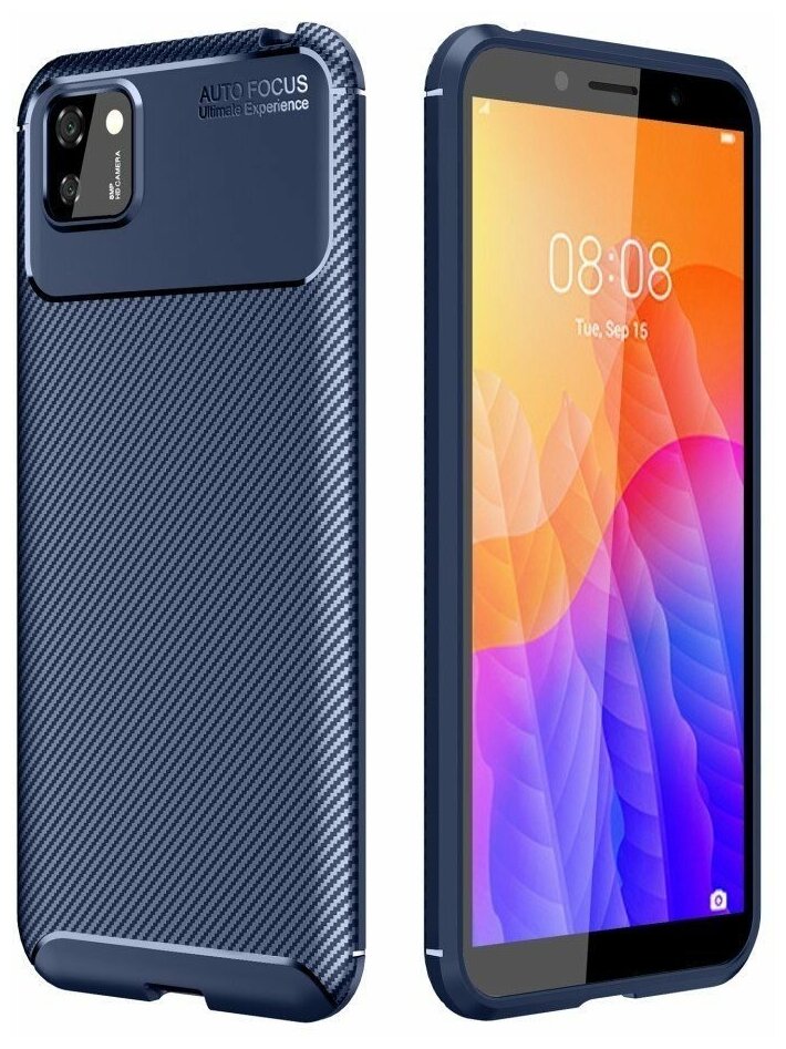 Чехол-накладка Resistant Carbon для Huawei Y5p / Honor 9S (темно-синий)
