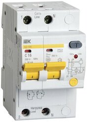 Выключатель автоматический дифференциальный АД12М 2п 16А C 30мА тип A (3 мод) | код. MAD12-2-016-C-030 | IEK ( 1шт. )