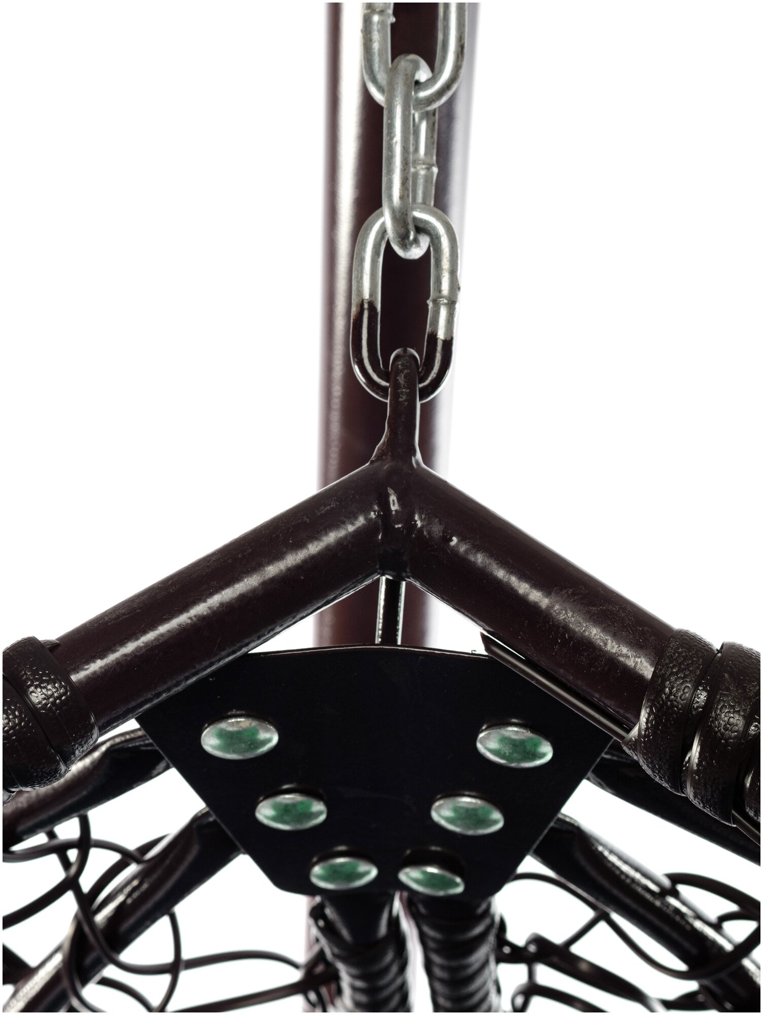 Подвесное кресло коричневое M-Group Капля ротанг складное,11500204 зелёная подушка - фотография № 12