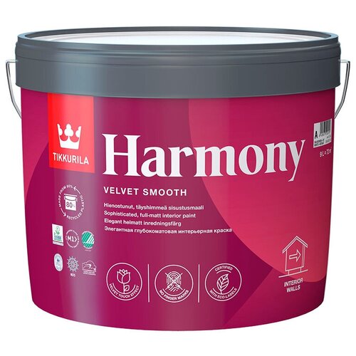 Tikkurila Harmony / Тиккурила Гармония Совершенно матовая краска база А 18л, краска в д tikkurila harmony основа с совершенно матовая 0 9 л